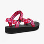 Teva MIDFORM UNIVERSAL Womens Sandals Neon Floral Pink/ Purple side view showcasing vibrant floral design and platform heel.