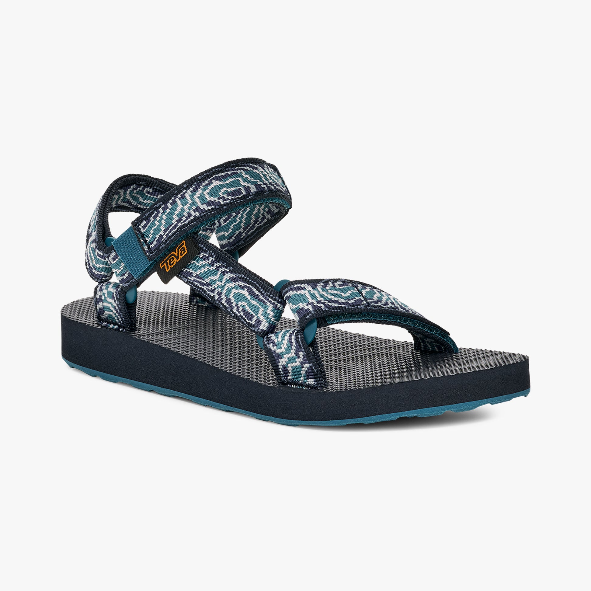 Teva ORIGINAL UNIVERSAL Kids Sandals Archive Topo Navy side view showing textile upper and rubber sole.