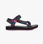Teva ORIGINAL UNIVERSAL Kids Sandals Borderless Black side view with colorful straps and black rubber sole.