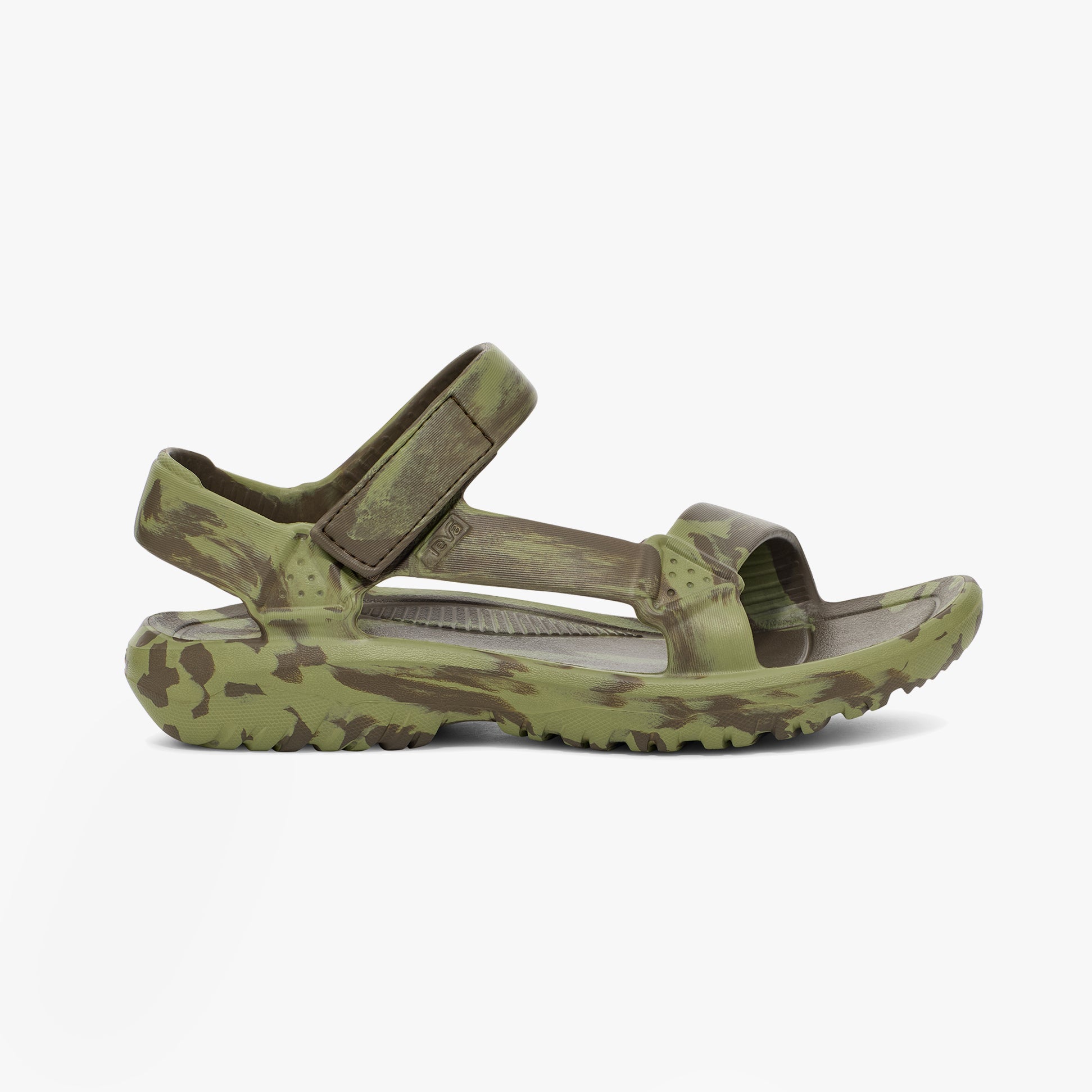 Teva HURRICANE DRIFT HUEMIX Mens Sandals Iguana/ Dark Olive side view with synthetic material and touch fastening.