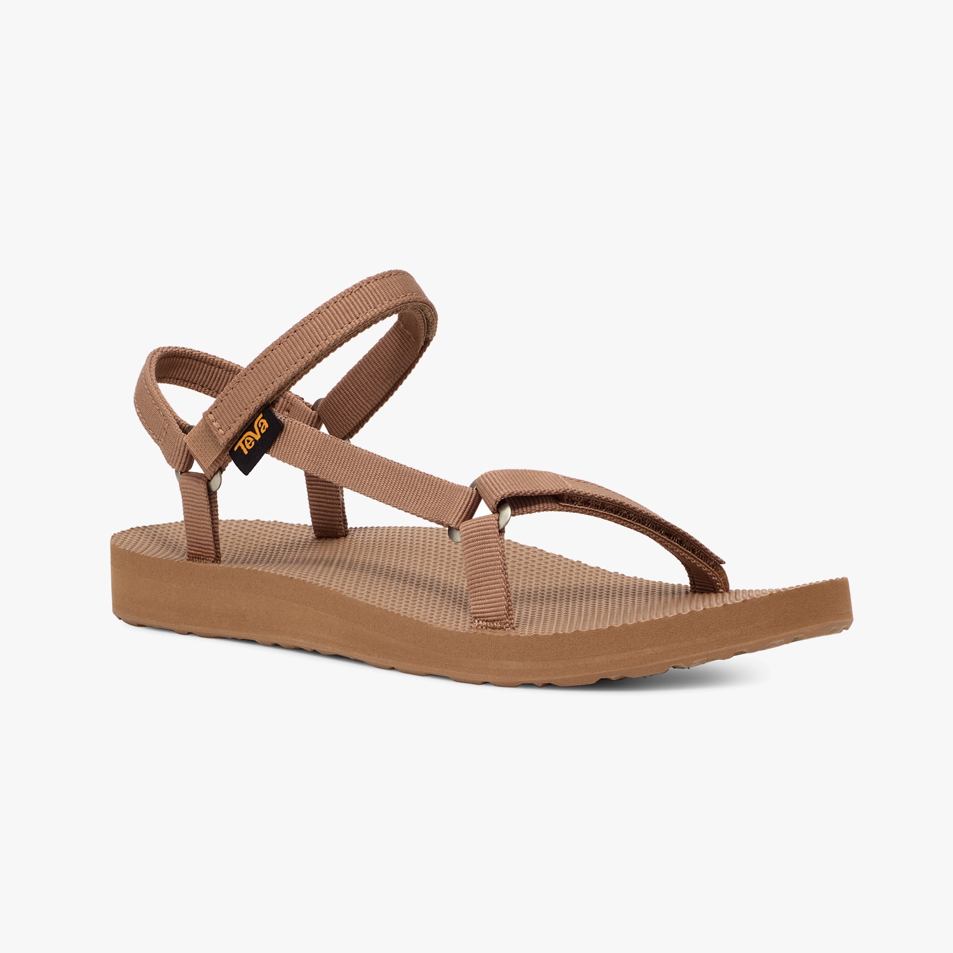 Teva ORIGINAL UNIVERSAL SLIM Womens Sandals Tigers Eye side view showing lightweight design and comfortable straps.