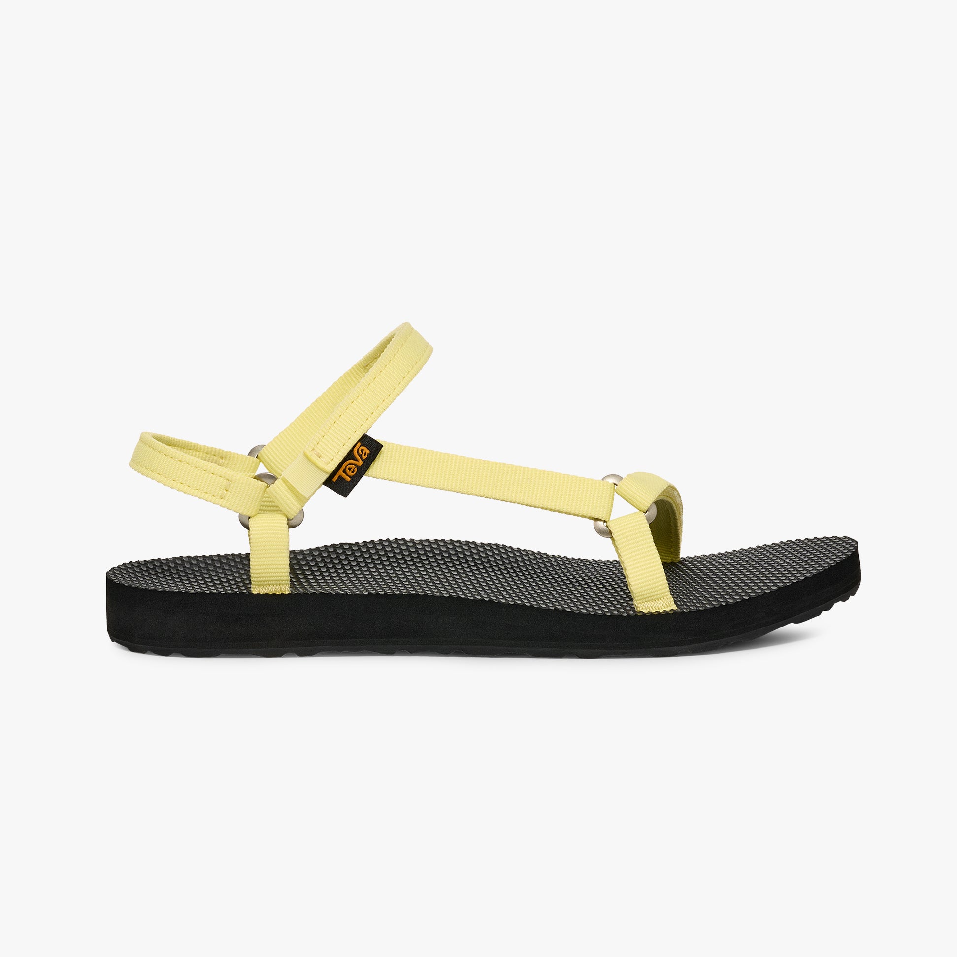 Teva ORIGINAL UNIVERSAL SLIM Womens Sandals Young Wheat side view, lightweight textile and rubber construction.