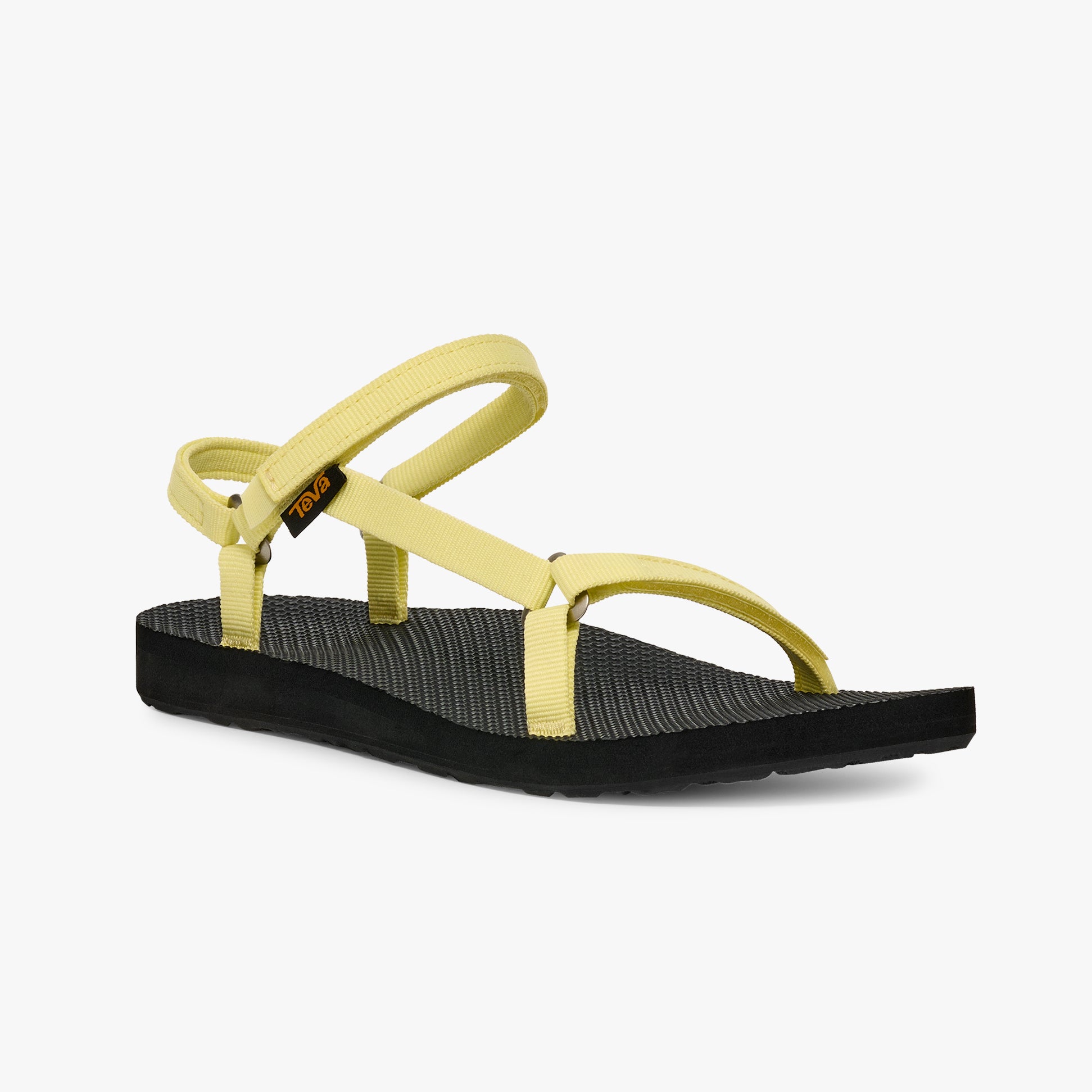 Teva ORIGINAL UNIVERSAL SLIM Womens Sandals Young Wheat side view showing lightweight textile straps and rubber sole.