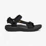 Teva HYDRATREK SANDAL Womens Sandals Black side view showcasing adjustable straps and rubber sole.