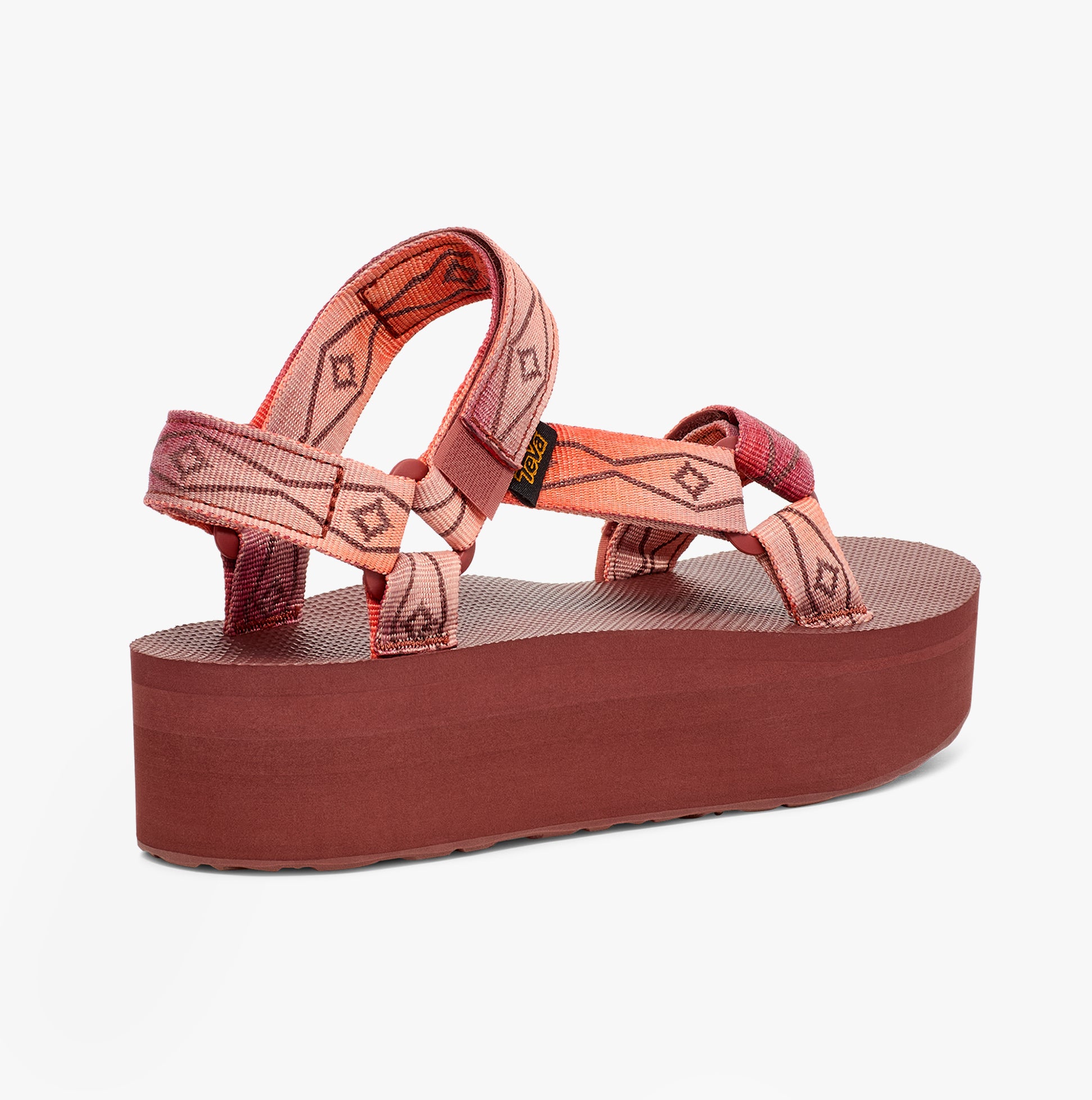 Teva FLATFORM UNIVERSAL SUNSCAPE Womens Sandals Waterless Scarlet side view showing the textile upper and platform sole.