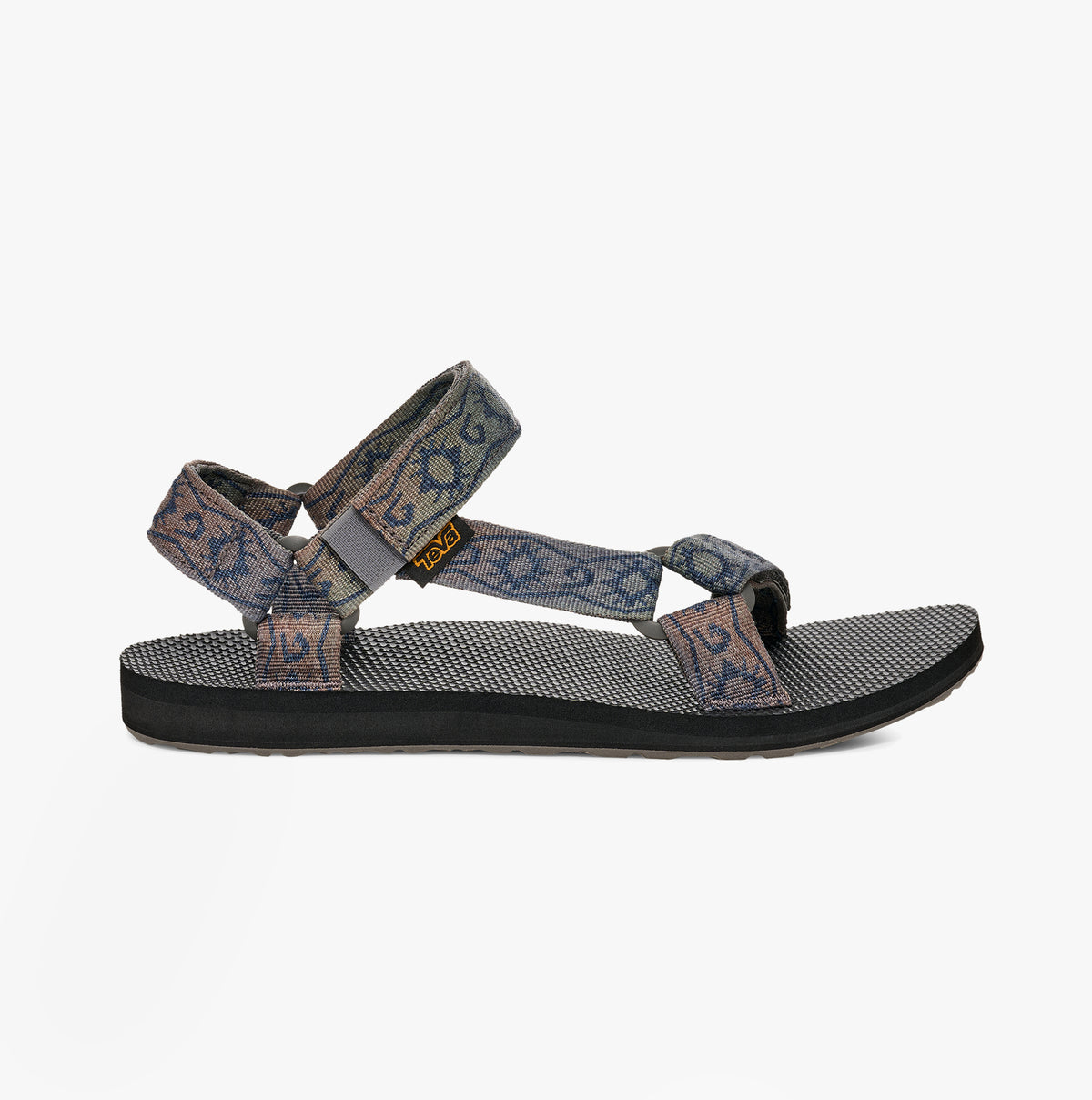 Teva ORIGINAL UNIVERSAL SUNSCAPE Mens Sandals Waterless Total Eclipse side view showcasing blue and brown textile straps.