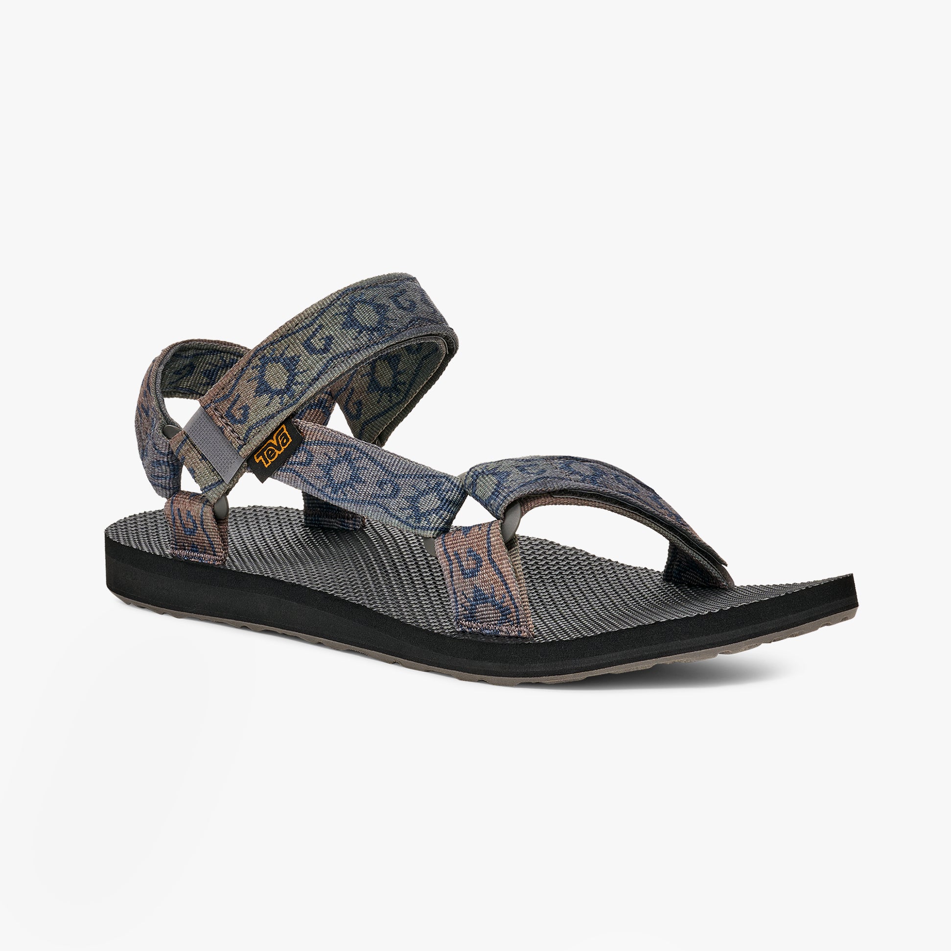 Teva ORIGINAL UNIVERSAL SUNSCAPE Mens Sandals Waterless Total Eclipse side view with textured straps and flat sole.