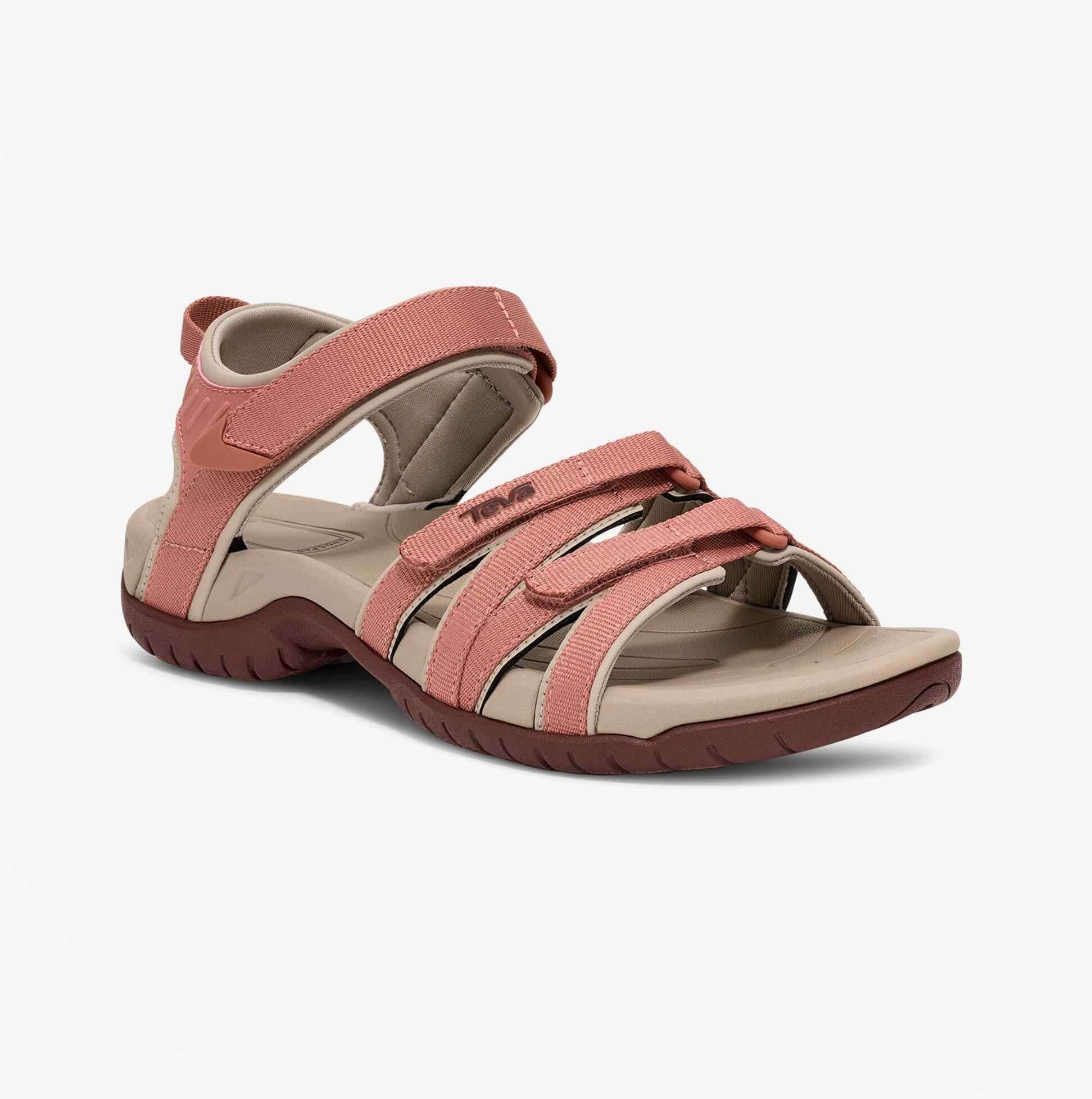 Teva TIRRA Womens Hiking Sandals Desert Pink side view showing adjustable straps and rubber sole