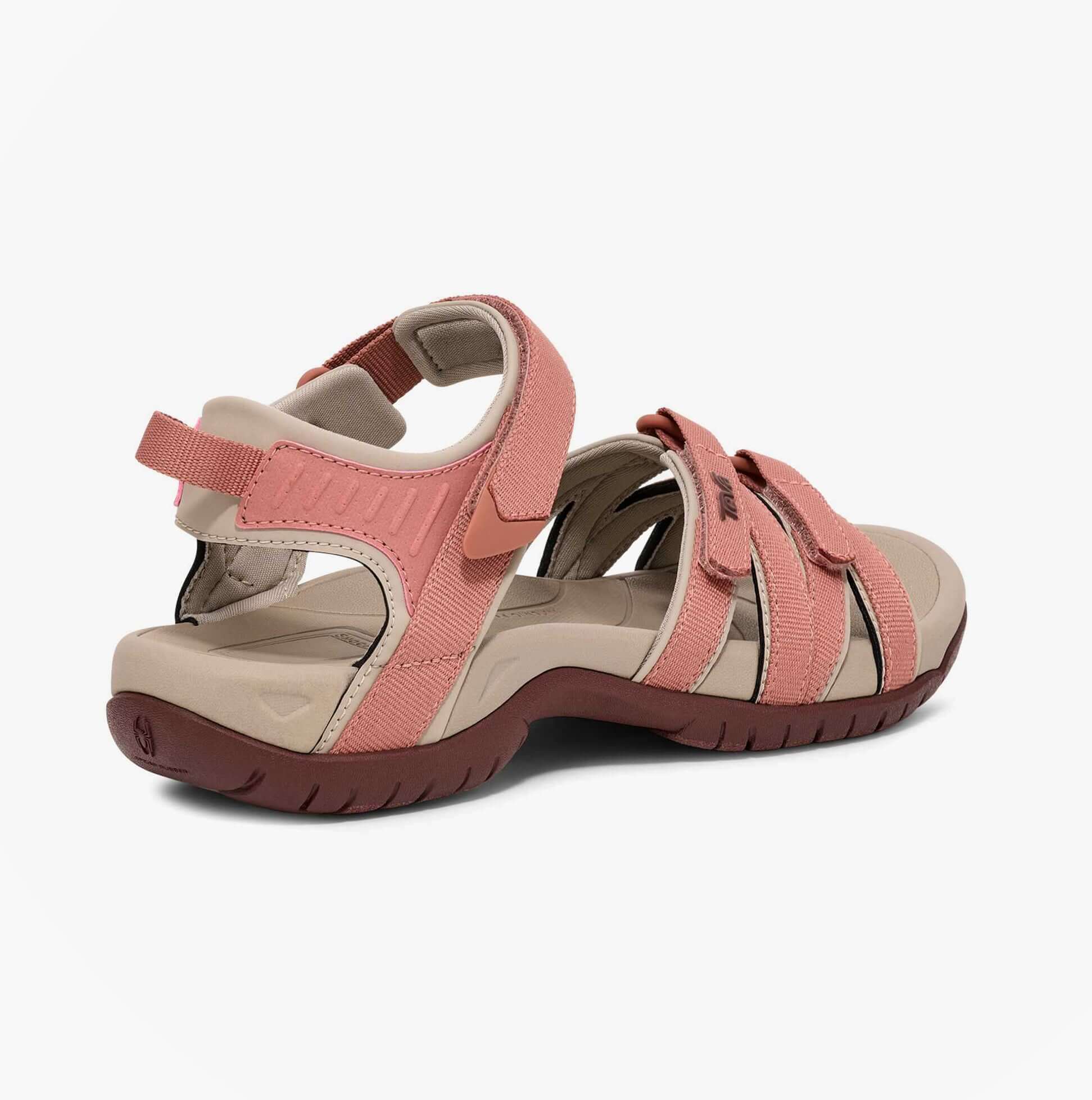 Teva TIRRA Womens Hiking Sandals Desert Pink side view showcasing adjustable straps and lightweight design.