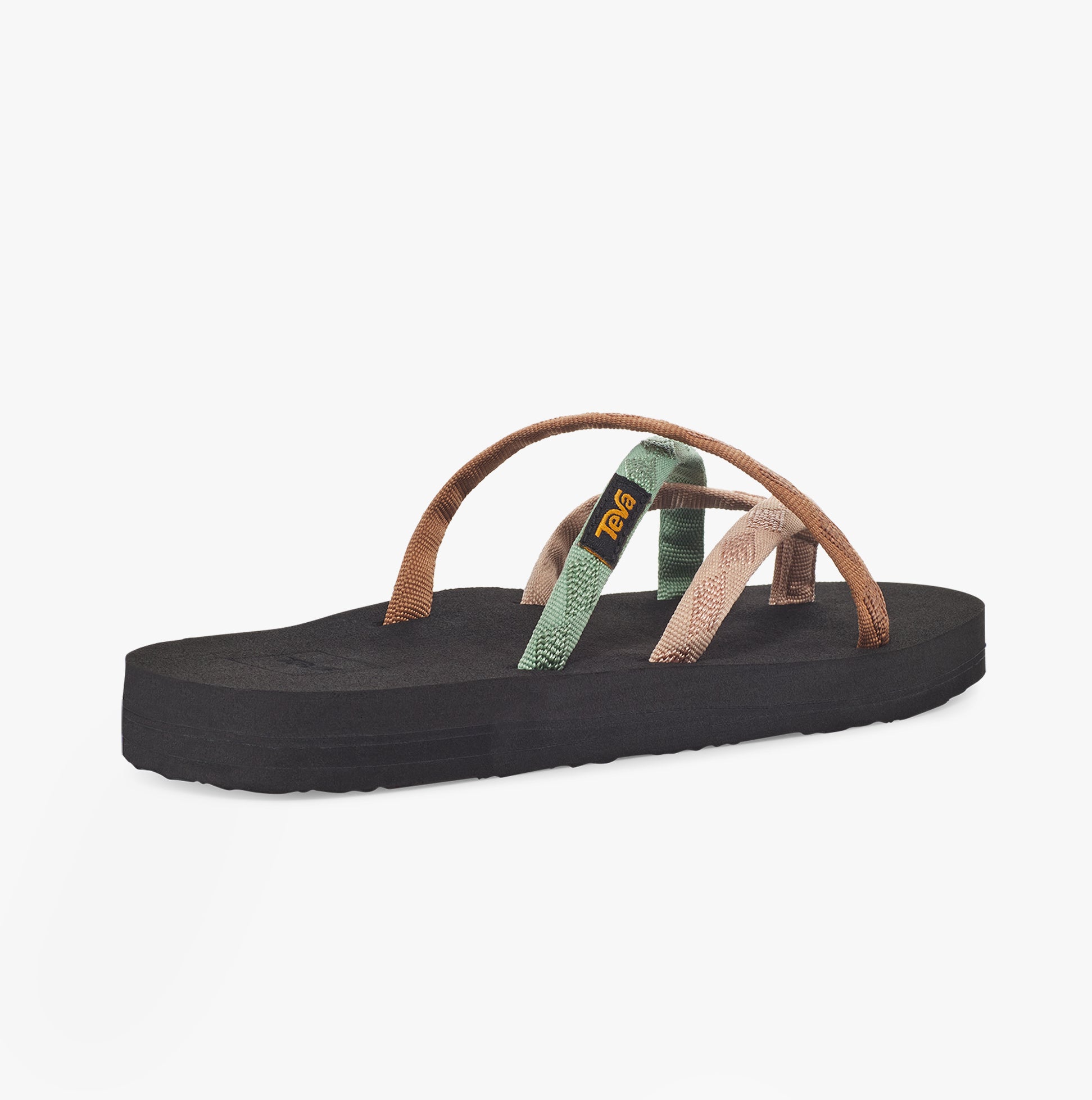 Teva OLOWAHU Womens Sandals Mixed B Maple Sugar Multi side view showcasing the synthetic upper and EVA sole.