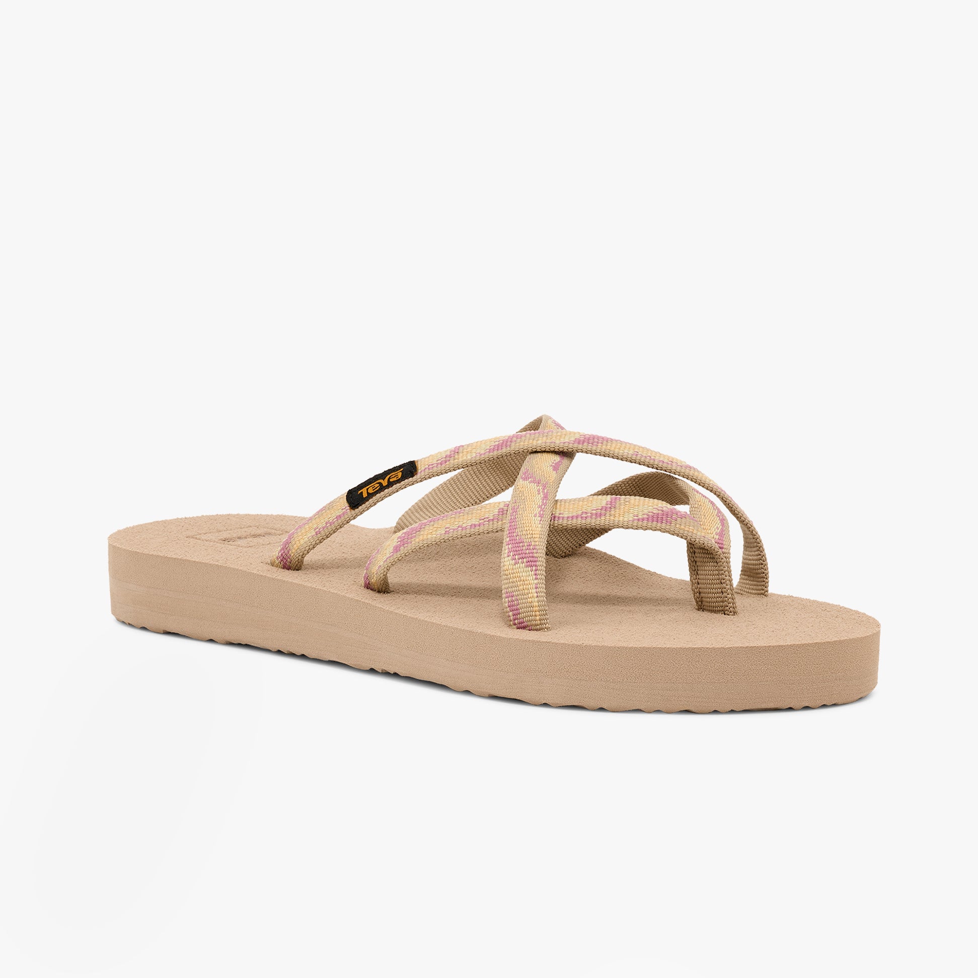 Teva OLOWAHU Womens Sandals Neon Wave Peach Ice side view, featuring textile upper and EVA sole.