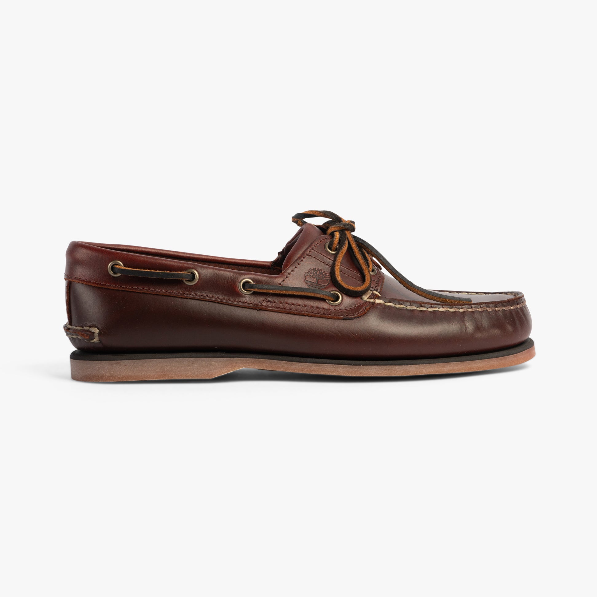 Timberland CLASSIC BOAT Mens Deck Shoes Brown side view showing leather upper and slip-on design.