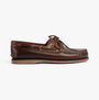 Timberland CLASSIC BOAT Mens Deck Shoes Brown side view showing leather upper and slip-on design.