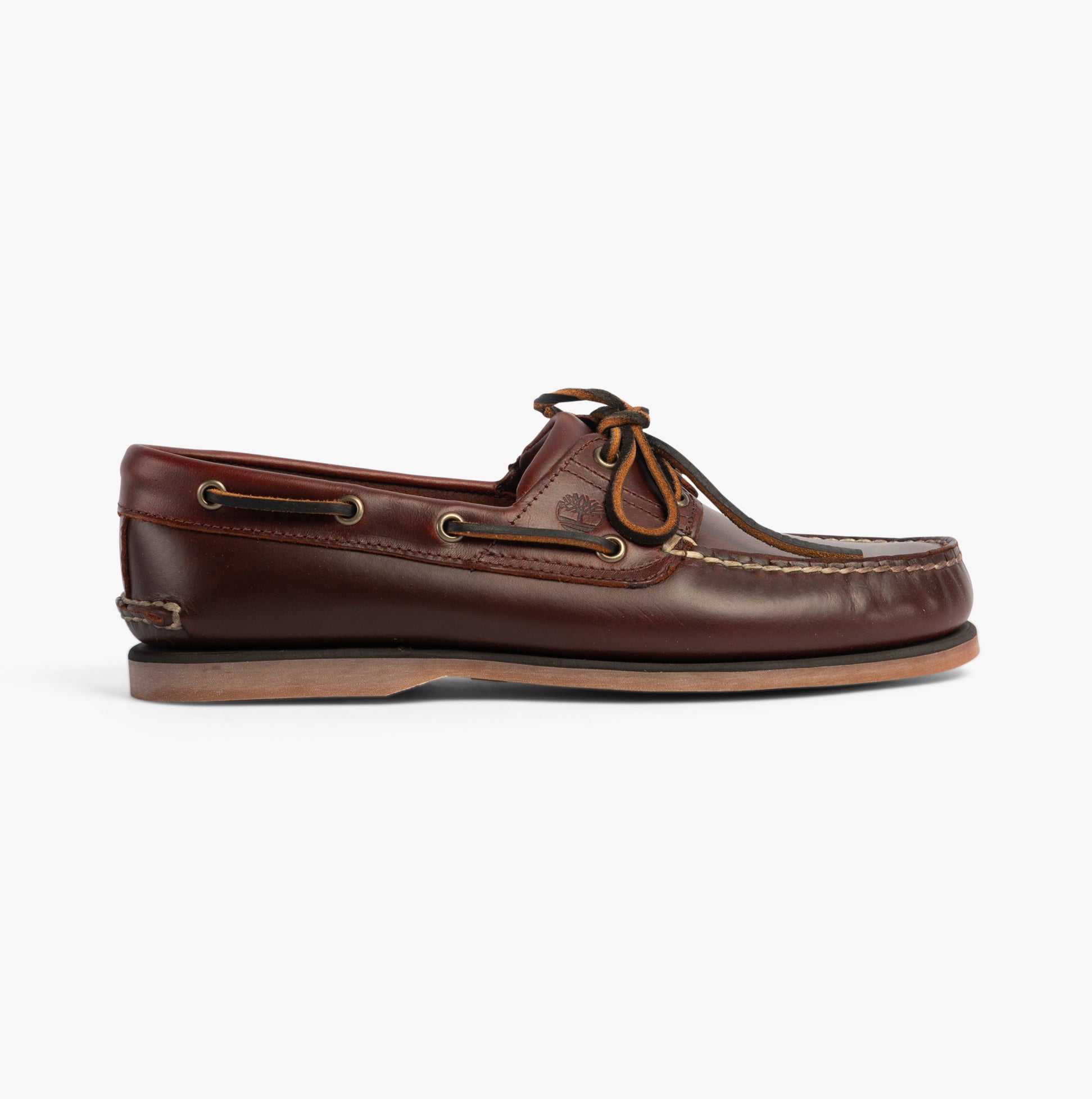 Timberland CLASSIC BOAT Mens Deck Shoes Brown side view showing leather upper and slip-on design.