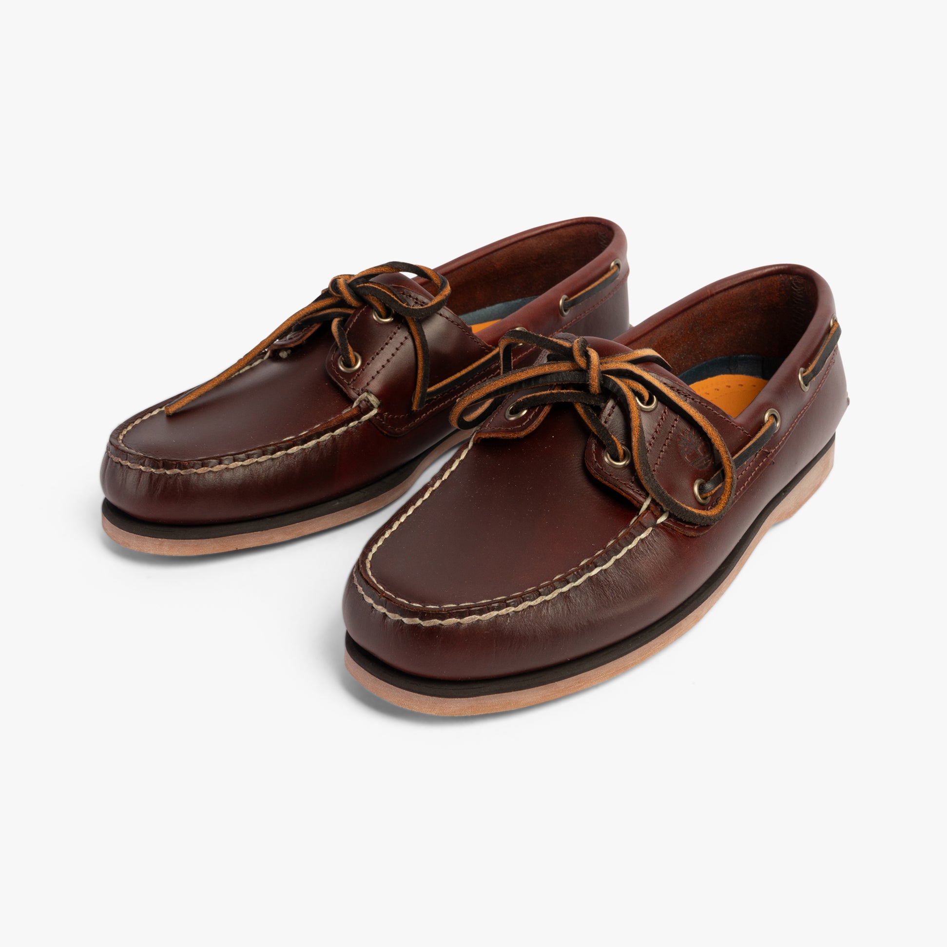 Timberland CLASSIC BOAT Mens Deck Shoes Brown side view showing leather upper and slip-on design.
