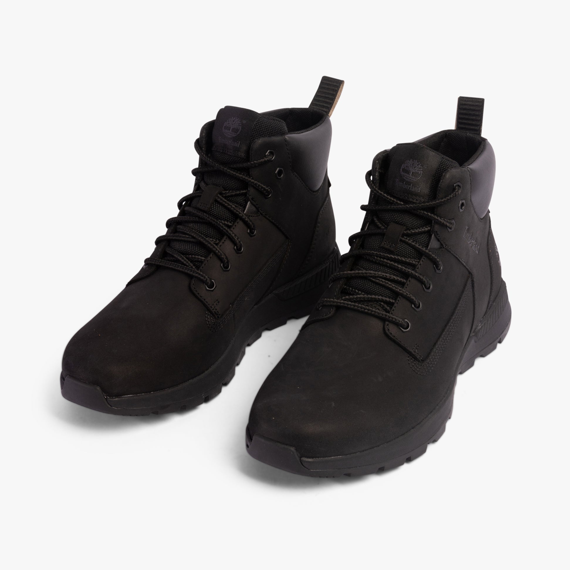 Timberland KILLINGTON TREKKER Mens Boots Jet Black side view, showcasing nubuck upper and lace-up closure.