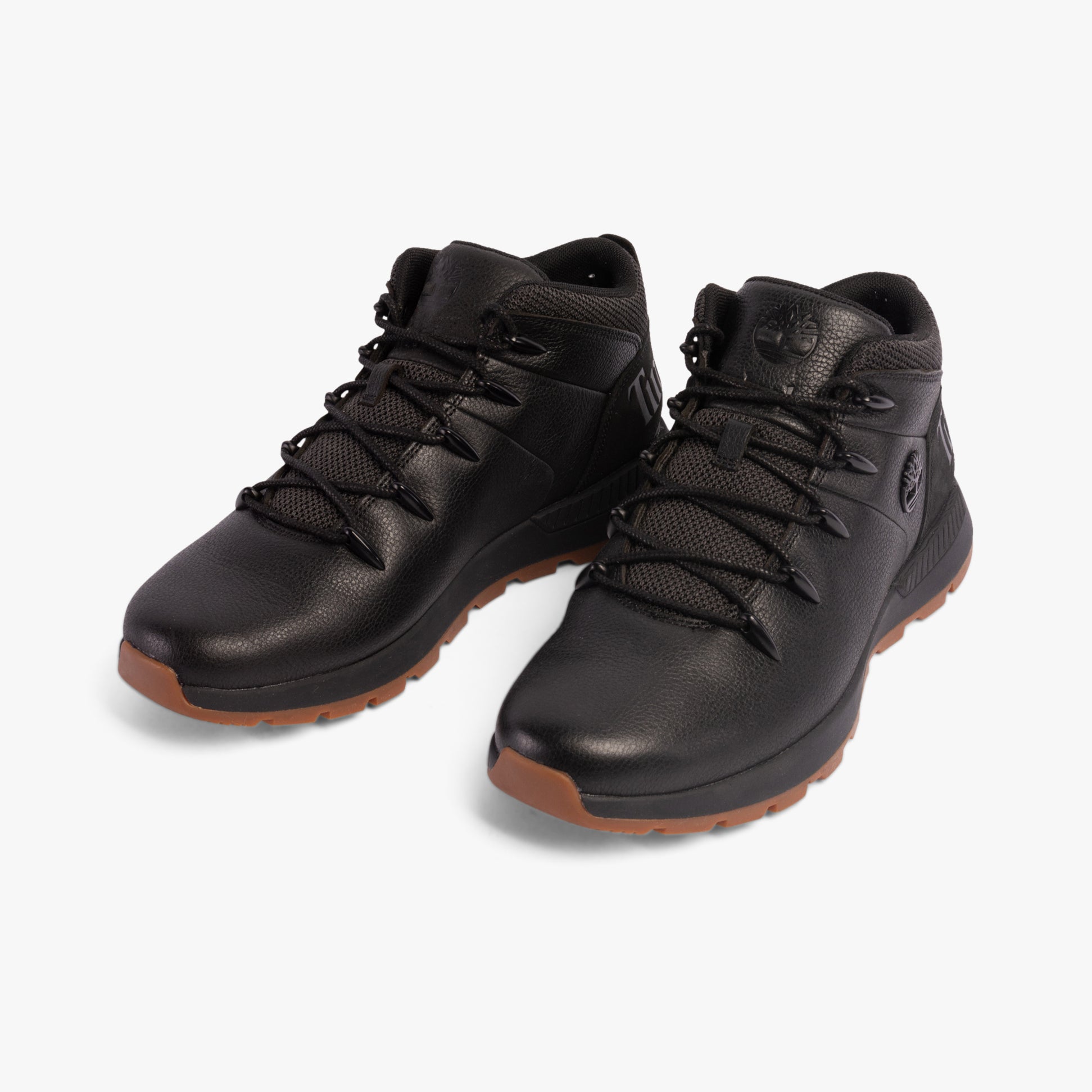 Timberland SPRINT TREKKER Mens Boots Jet Black side view showing lace-up design and leather upper.