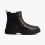 Timberland GREYFIELD Womens Boots Black side view featuring leather upper and thick rubber sole.