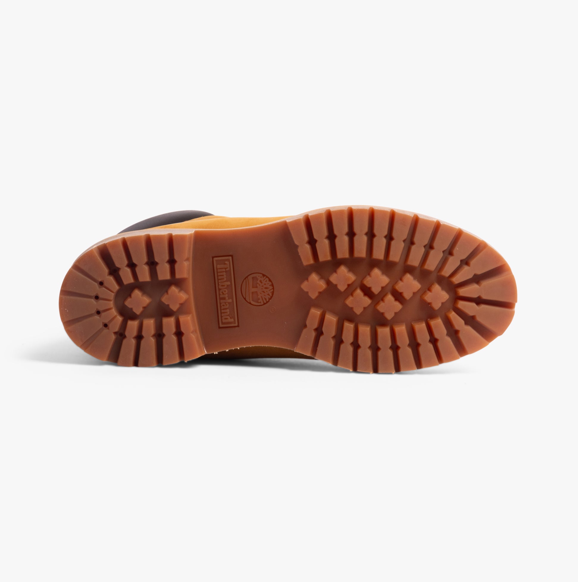 Timberland PREMIUM Mens Boots Wheat bottom view showing rubber sole with traction pattern and logo.