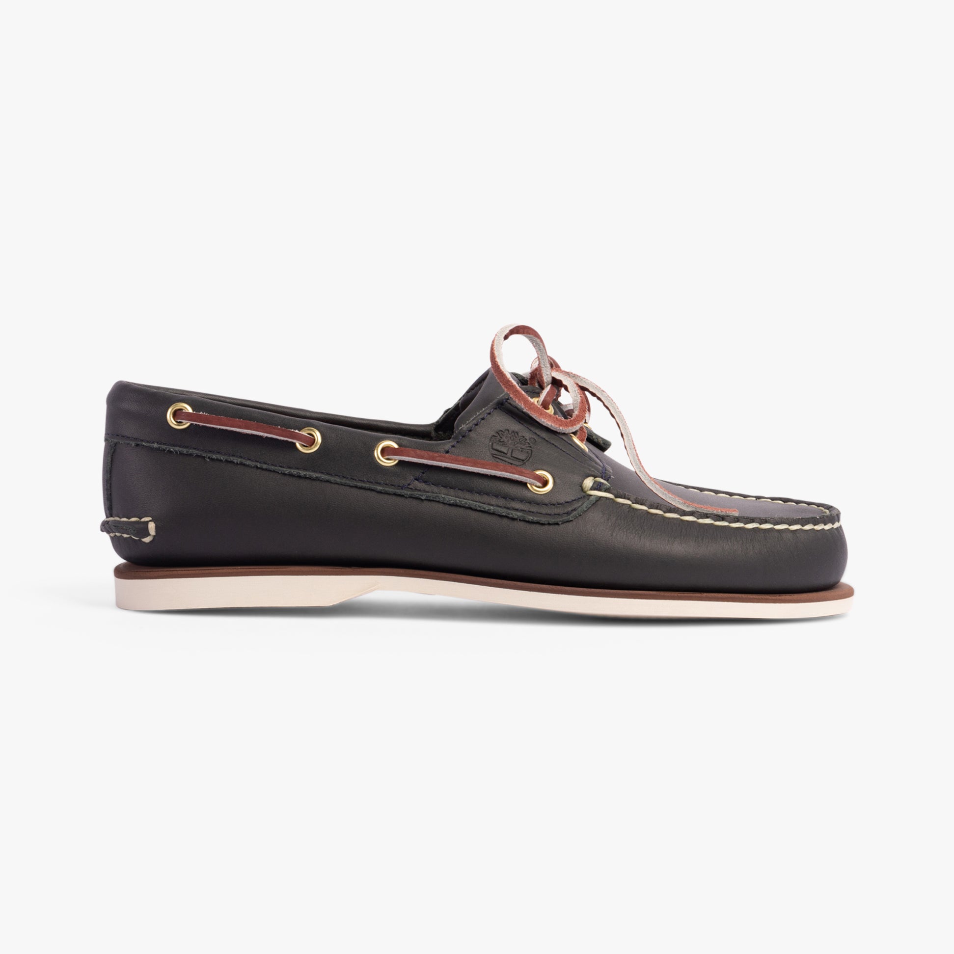 Timberland CLASSIC BOAT Mens Shoes Blue side view showcasing leather upper and slip-on design.