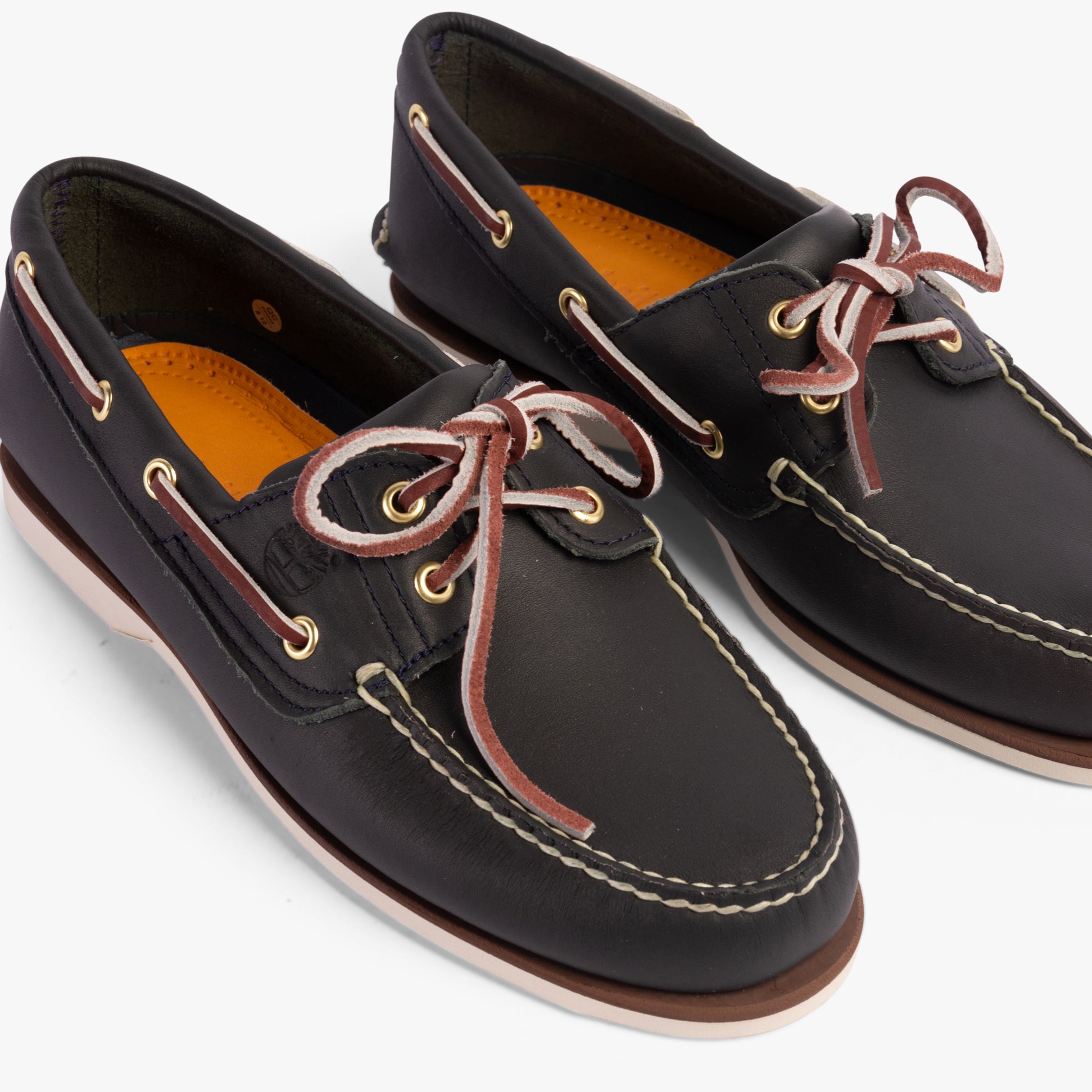 Timberland CLASSIC BOAT Mens Shoes Blue side view showing leather upper and slip-on design with round toe.