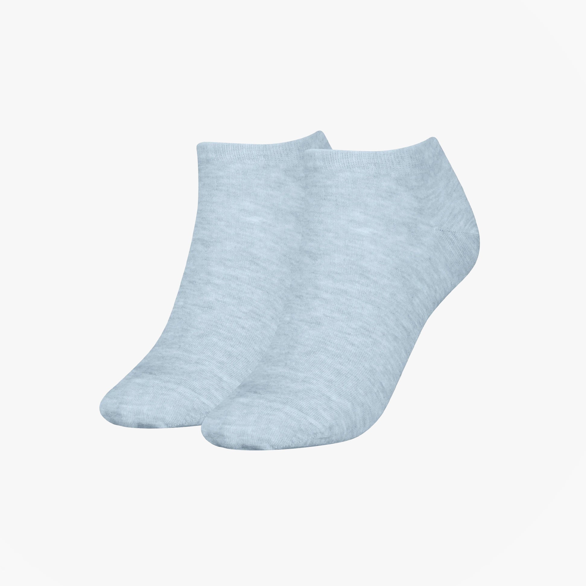 Tommy Hilfiger 2 Pack Trainer Womens Ankle Socks Light Blue front view, showcasing soft cotton material and ankle height design.
