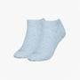Tommy Hilfiger 2 Pack Trainer Womens Ankle Socks Light Blue front view, showcasing soft cotton material and ankle height design.