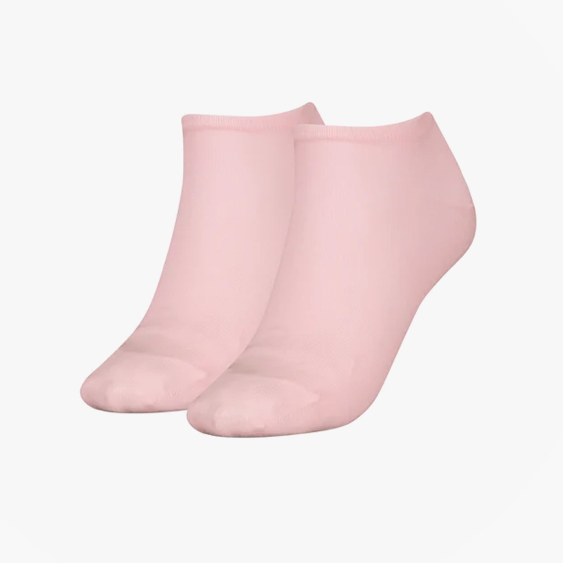 Tommy Hilfiger 2 Pack Trainer Womens Ankle Socks Pink front view, soft pink color, comfortable sports socks.
