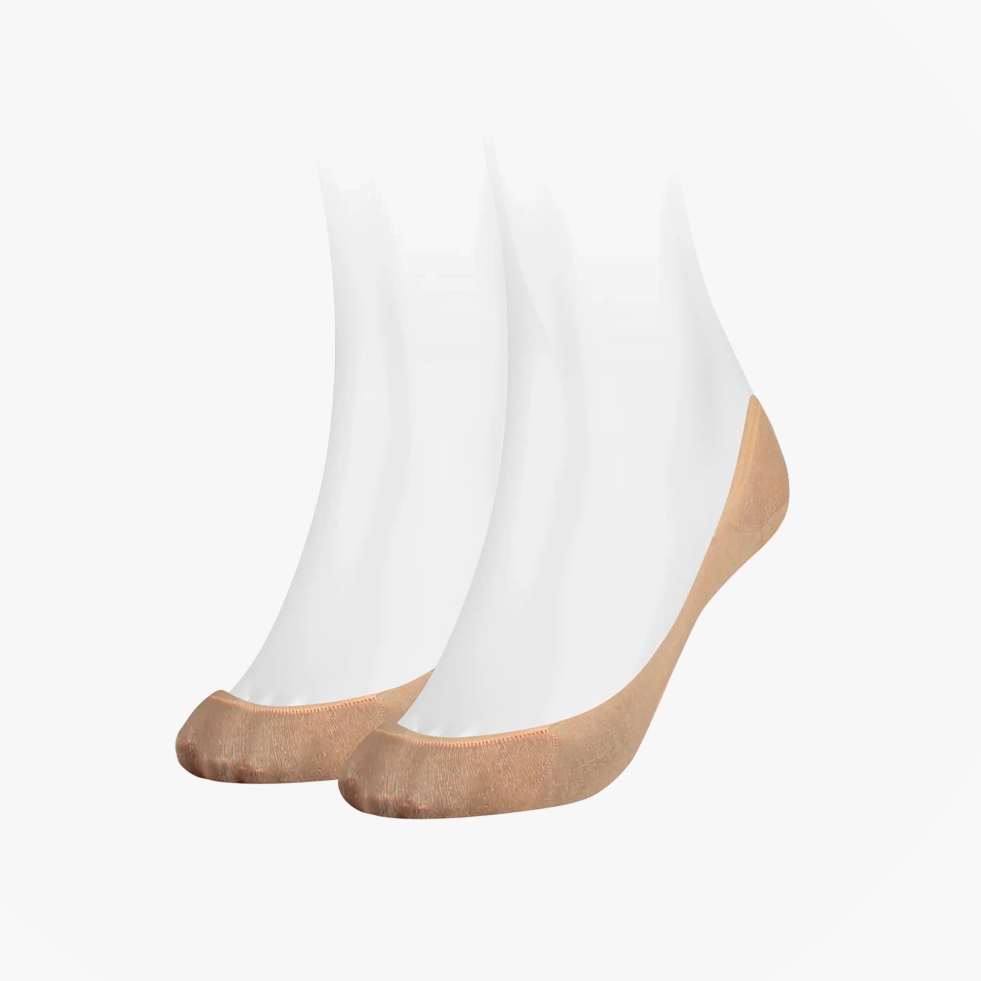 Tommy Hilfiger 2 Pack Womens Ballerina Socks Beige front view with smooth finish and soft fabric.