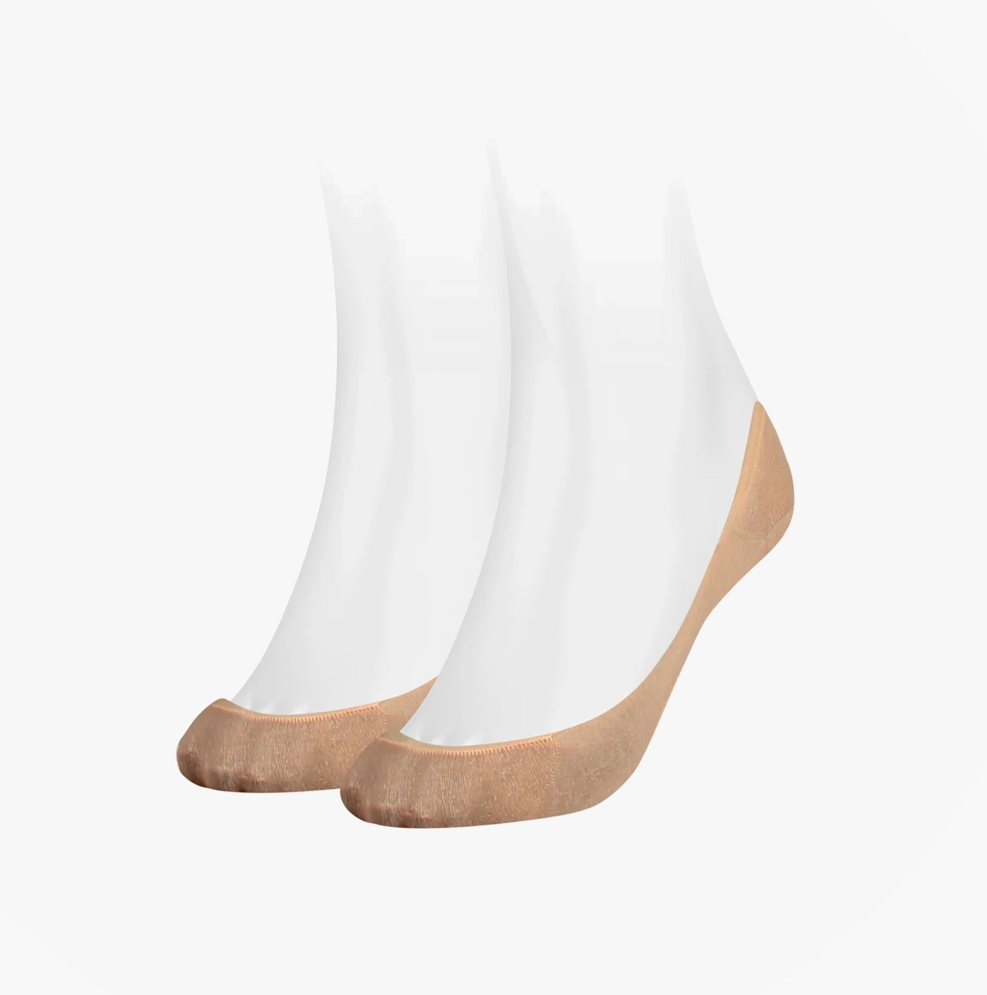 Tommy Hilfiger 2 Pack Womens Ballerina Socks Beige front view with smooth finish and soft fabric.