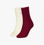 Tommy Hilfiger 2 Pack Womens Crew Socks Deep Rouge front view featuring deep rouge and cream colors.