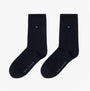 Tommy Hilfiger 2 Pack Womens Crew Socks Navy side view showing logo and design details.
