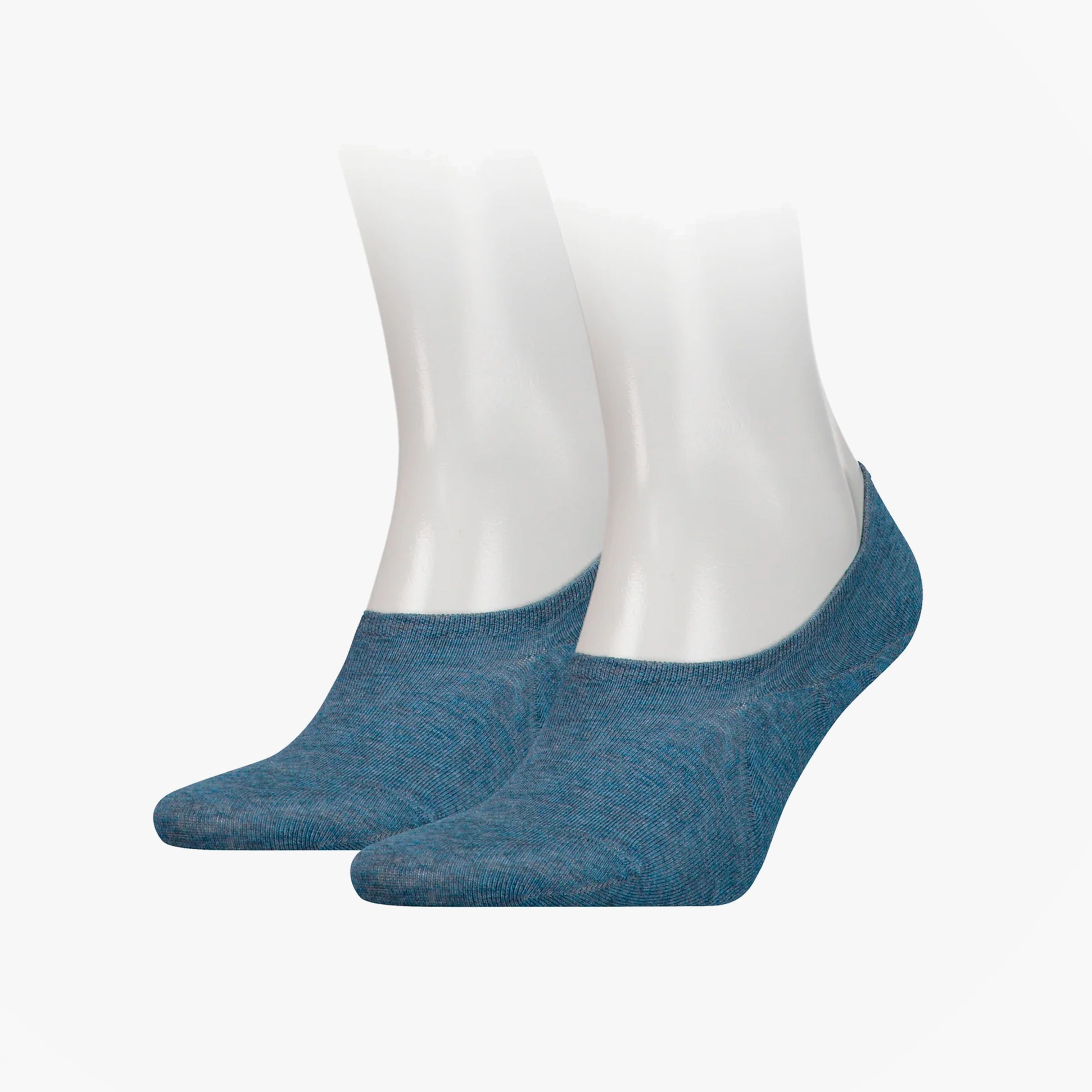 Tommy Hilfiger 2 Pack Mens Invisible Socks Blue, side view showcasing soft blue fabric design.