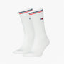 Tommy Hilfiger 2 Pack Trainer Mens Crew Socks White side view showing design and colors.