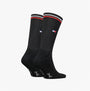 Tommy Hilfiger 2 Pack Trainer Mens Crew Socks Black side view showing ribbed design and logo details.