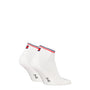 Tommy Hilfiger 2 Pack Trainer Mens Ankle Socks White side view showing design and color.