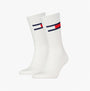 Tommy Hilfiger 2 Pack Trainer Flag Mens Crew Socks White front view showing logo design and color details.