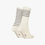 Tommy Hilfiger 2 Pack Stripe Womens Crew Socks White side view showing striped design and logo detail.