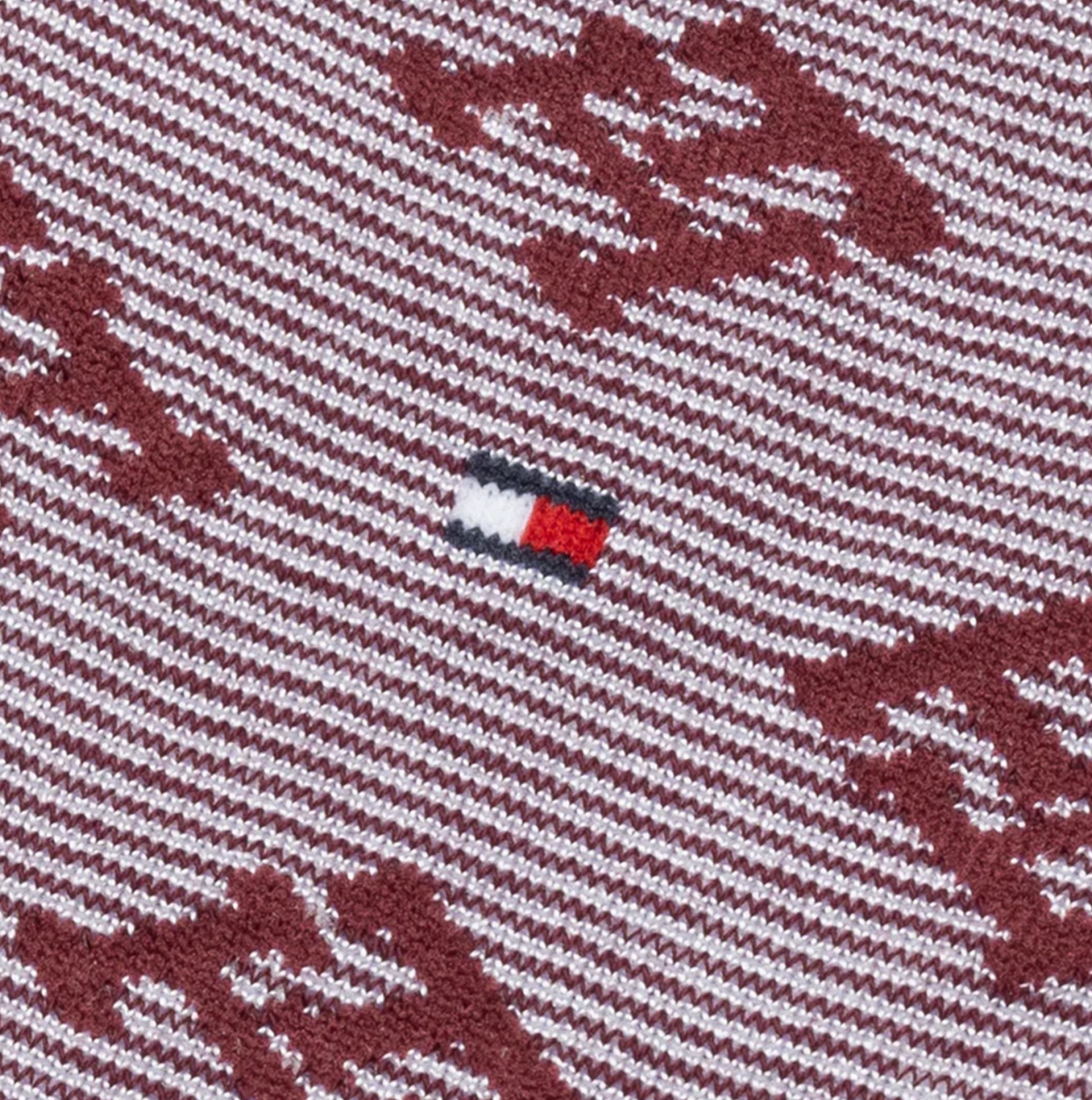 Tommy Hilfiger 3 Pack Giftboxed Monogram Womens Crew Socks Red detail view showing logo and fabric texture.
