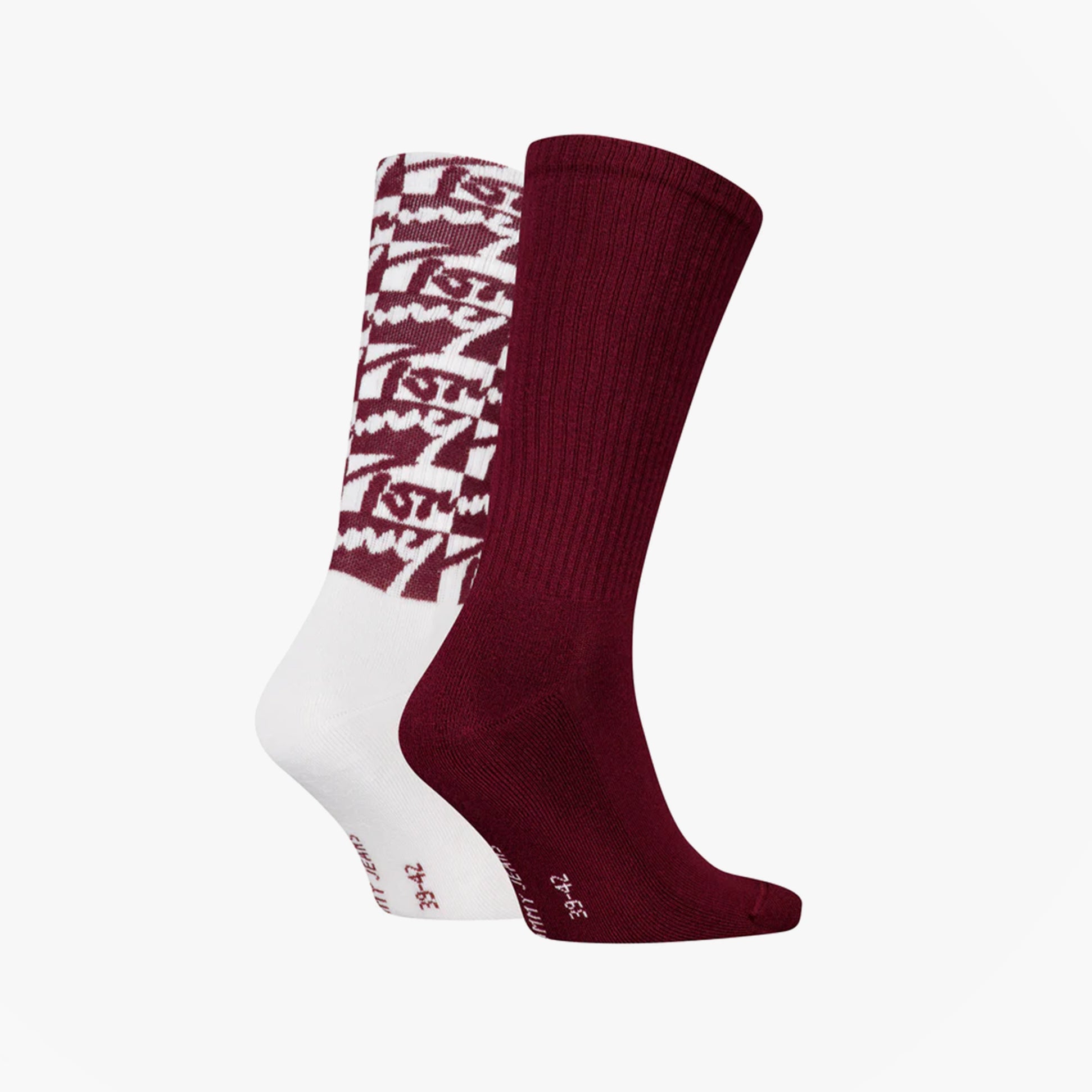 Tommy Hilfiger 2 Pack Trainer Graffiti Mens Crew Socks Red side view featuring red and white designs.