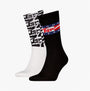 Tommy Hilfiger 2 Pack Trainer Graffiti Mens Crew Socks Black side view, featuring black and white sock designs.