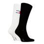 Tommy Hilfiger 2 Pack Flag Trainer Mens Crew Socks Black and white pair side view with logo details.