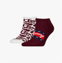 Tommy Hilfiger 2 Pack Trainer Graffiti Mens Ankle Socks Red side view showcasing red and patterned designs.