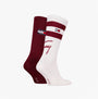 Tommy Hilfiger 2 Pack Trainer Signature Mens Crew Socks Red side view showcasing red and white striped designs.