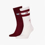 Tommy Hilfiger 2 Pack Trainer Signature Mens Crew Socks Red, side view showing two pairs: one red, one white with logo.
