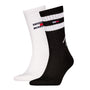 Tommy Hilfiger 2 Pack Trainer Signature Mens Crew Socks Black and White, front view showcasing design and colors.