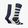 Tommy Hilfiger 3 Pack Giftbox Bootsock Mens Socks Navy side view featuring navy and white socks in a gift box.