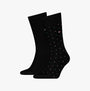 Tommy Hilfiger 2 Pack Structure Dot Mens Socks Black side view, featuring one solid black sock and one black dotted sock.
