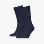 Tommy Hilfiger 2 Pack Structure Dot Mens Socks Navy side view showcasing two pairs with solid and dotted patterns.