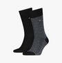 Tommy Hilfiger 2 Pack Nappy Herringbone Mens Socks Black, side view, displaying black and herringbone patterned socks.